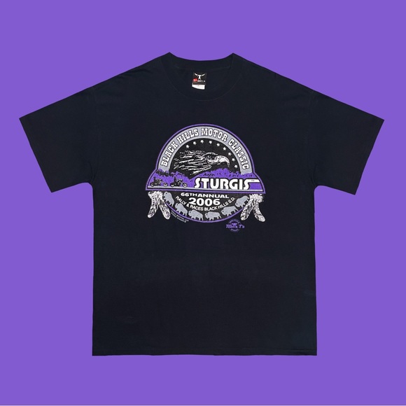 2006 Black Hills Sturgis rally t-shirt. Nice biker shirt with purple lighting. - Picture 1 of 4